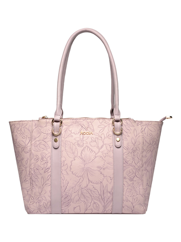 Rocia By Regal Lilac Women Self Print Tote Bag