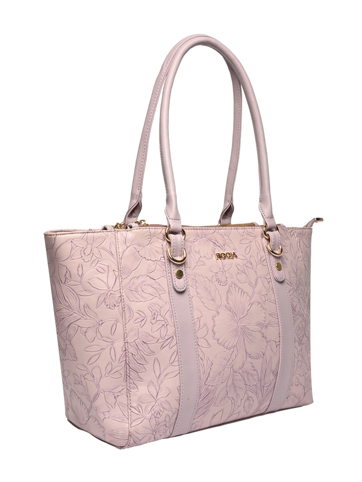 Rocia By Regal Lilac Women Self Print Tote Bag