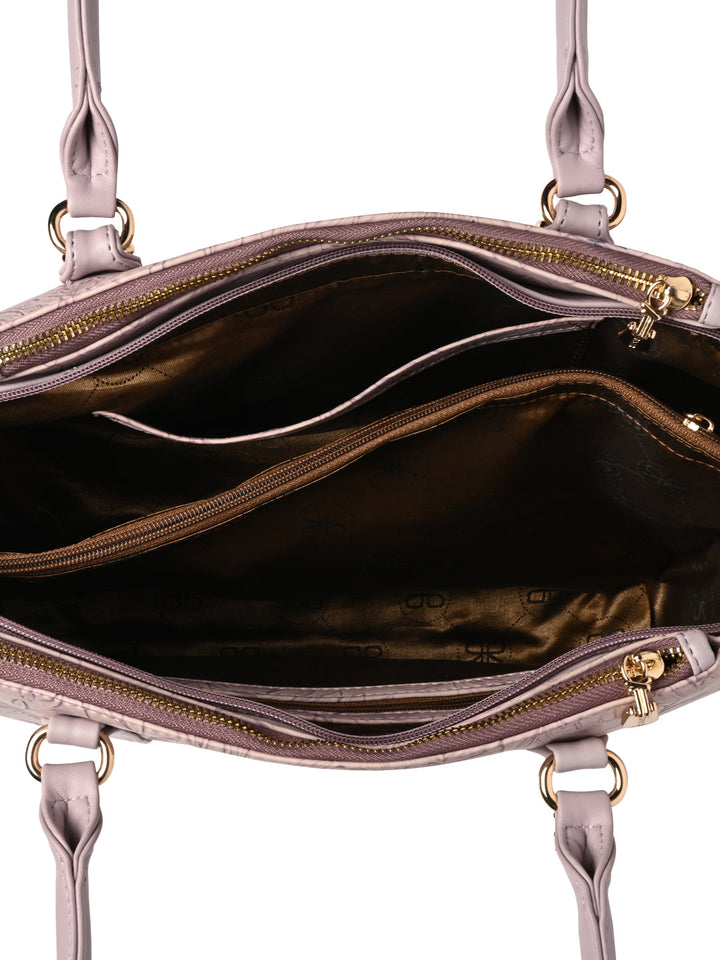 Rocia By Regal Lilac Women Self Print Tote Bag