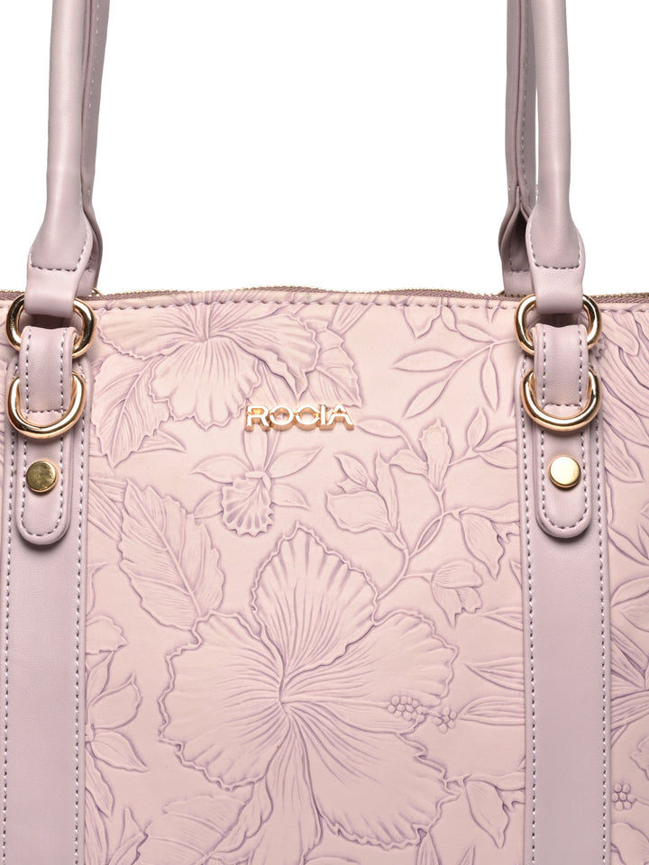 Rocia By Regal Lilac Women Self Print Tote Bag