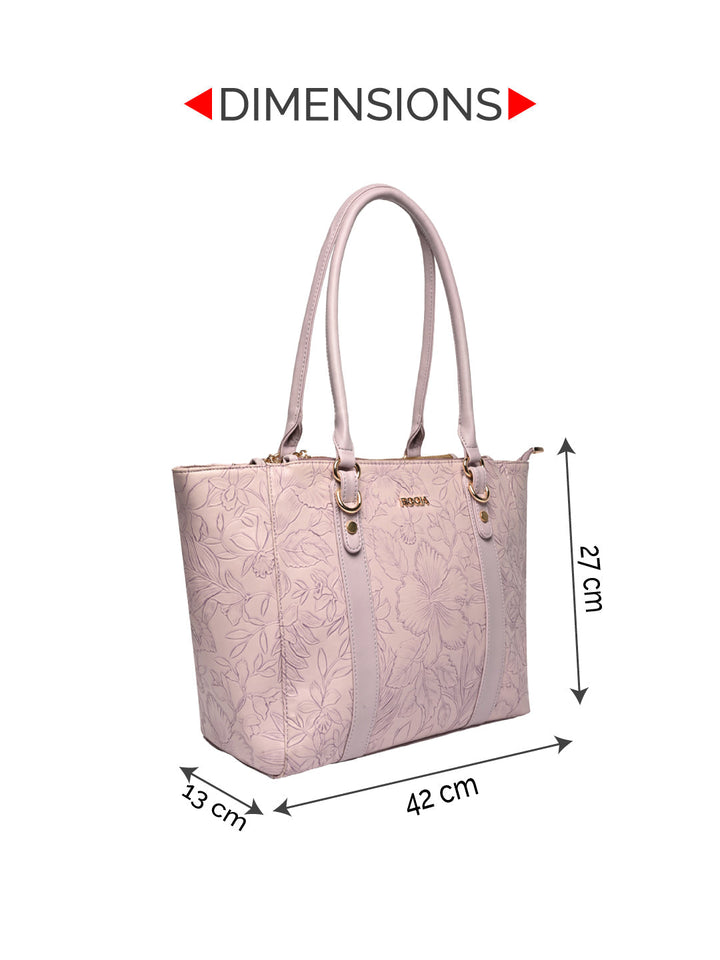 Rocia By Regal Lilac Women Self Print Tote Bag
