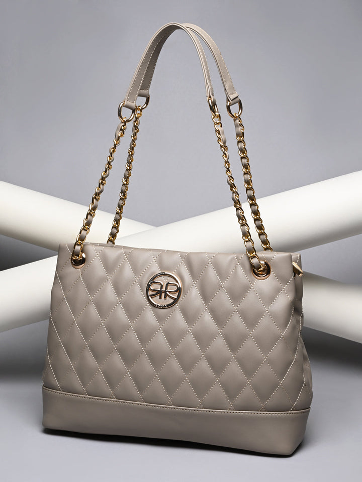 Rocia By Regal Taupe Women Quilted Shoulder Handbag