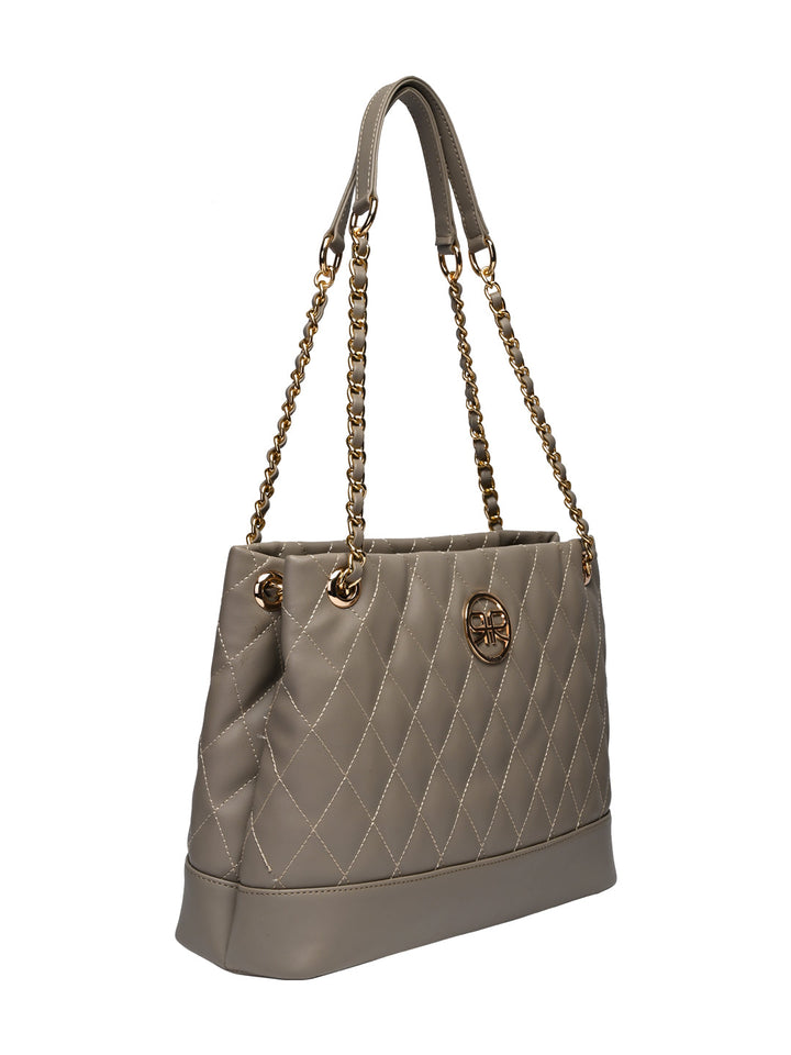 Rocia By Regal Taupe Women Quilted Shoulder Handbag