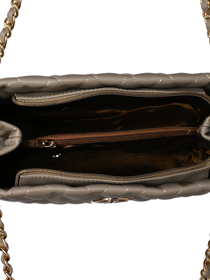 Rocia By Regal Taupe Women Quilted Shoulder Handbag