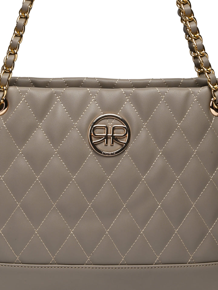 Rocia By Regal Taupe Women Quilted Shoulder Handbag