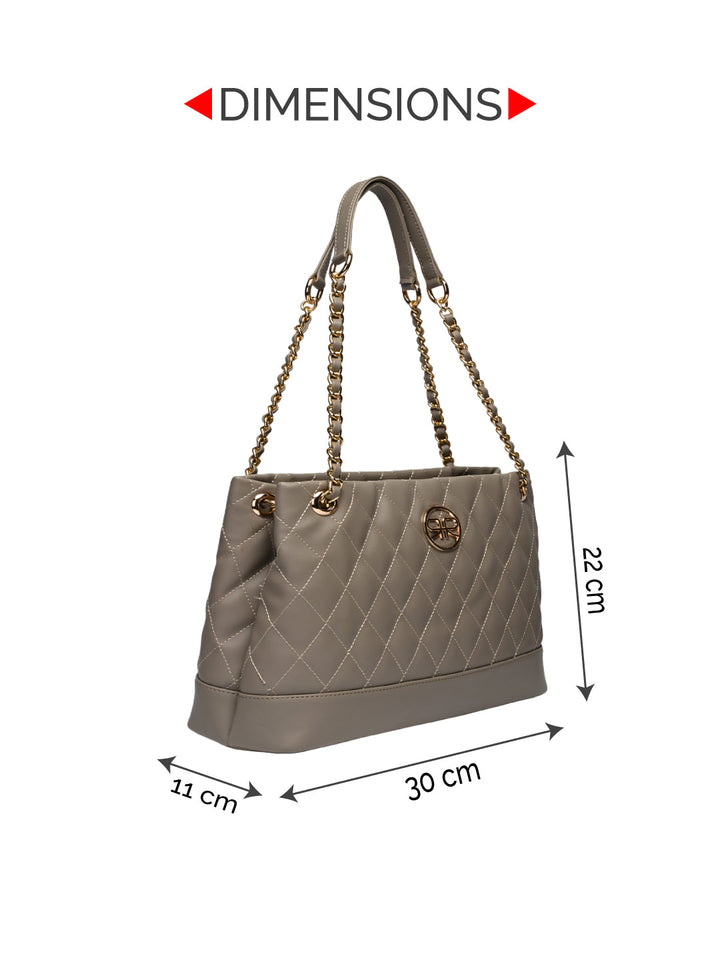 Rocia By Regal Taupe Women Quilted Shoulder Handbag