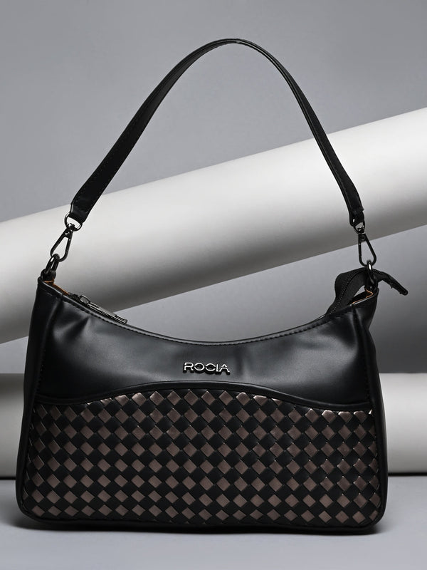 Rocia By Regal Black Women Woven Shoulder Bag