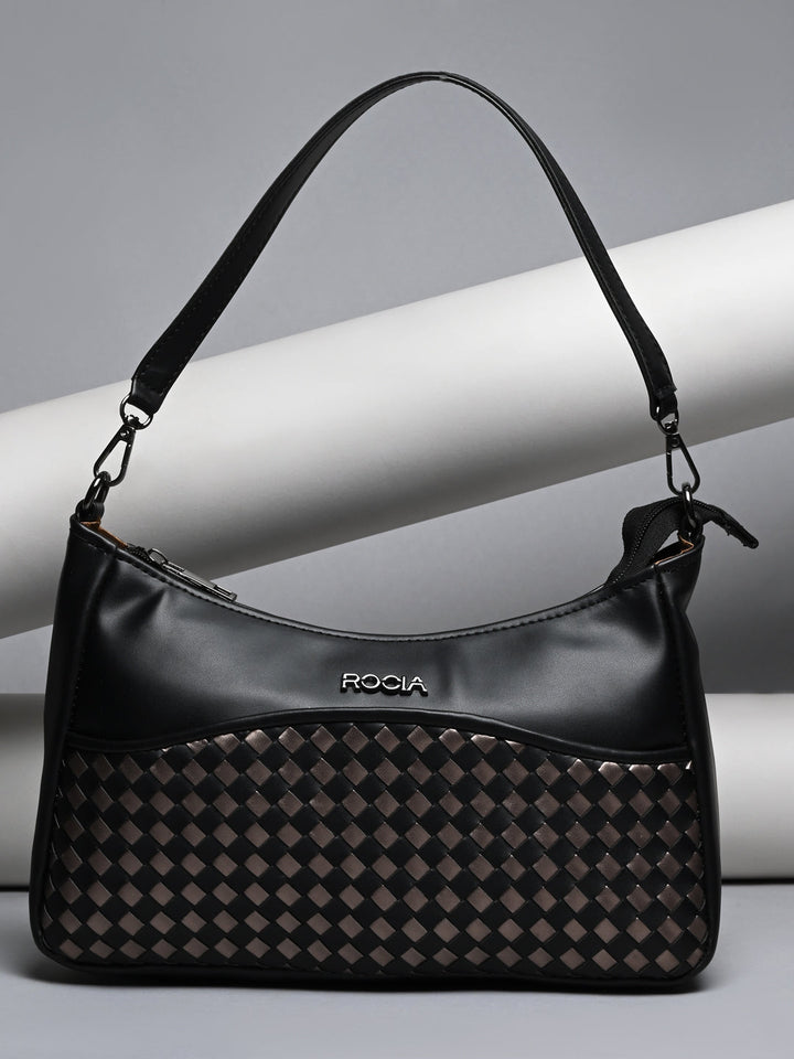 Rocia By Regal Black Women Woven Shoulder Bag