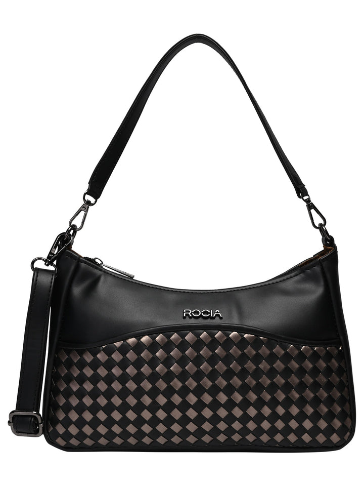 Rocia By Regal Black Women Woven Shoulder Bag