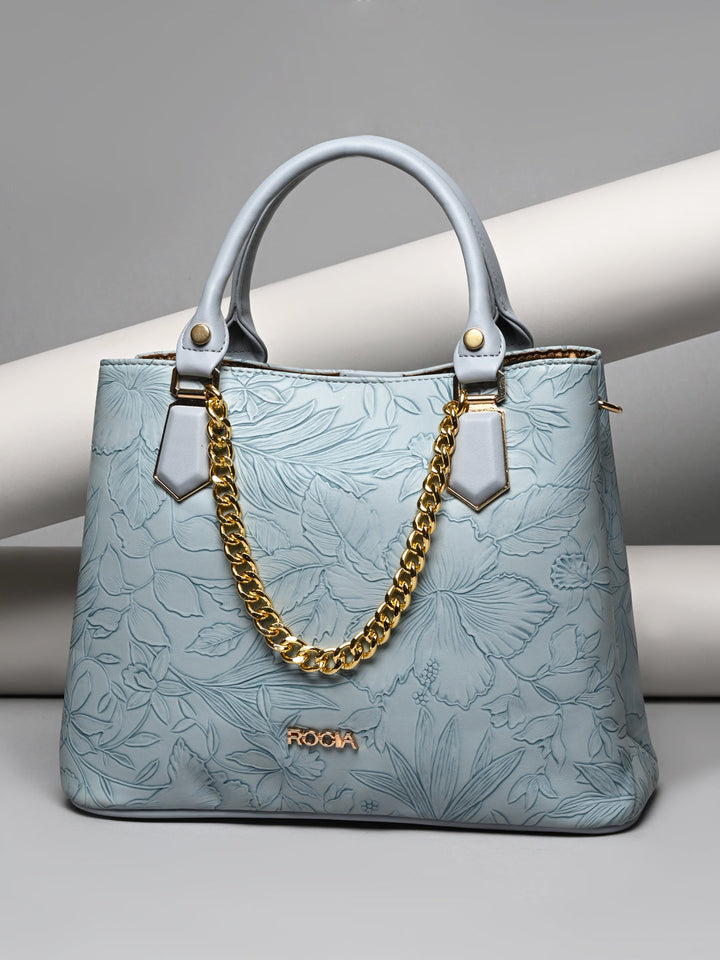 Rocia By Regal Blue Women Flower Embossed Handbag