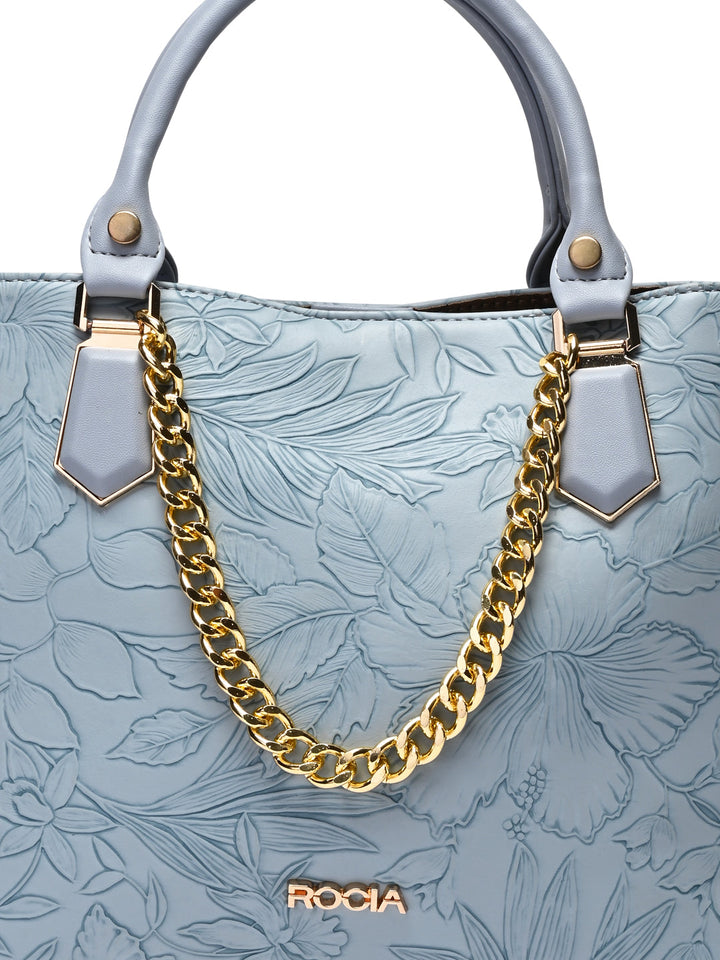 Rocia By Regal Blue Women Flower Embossed Handbag