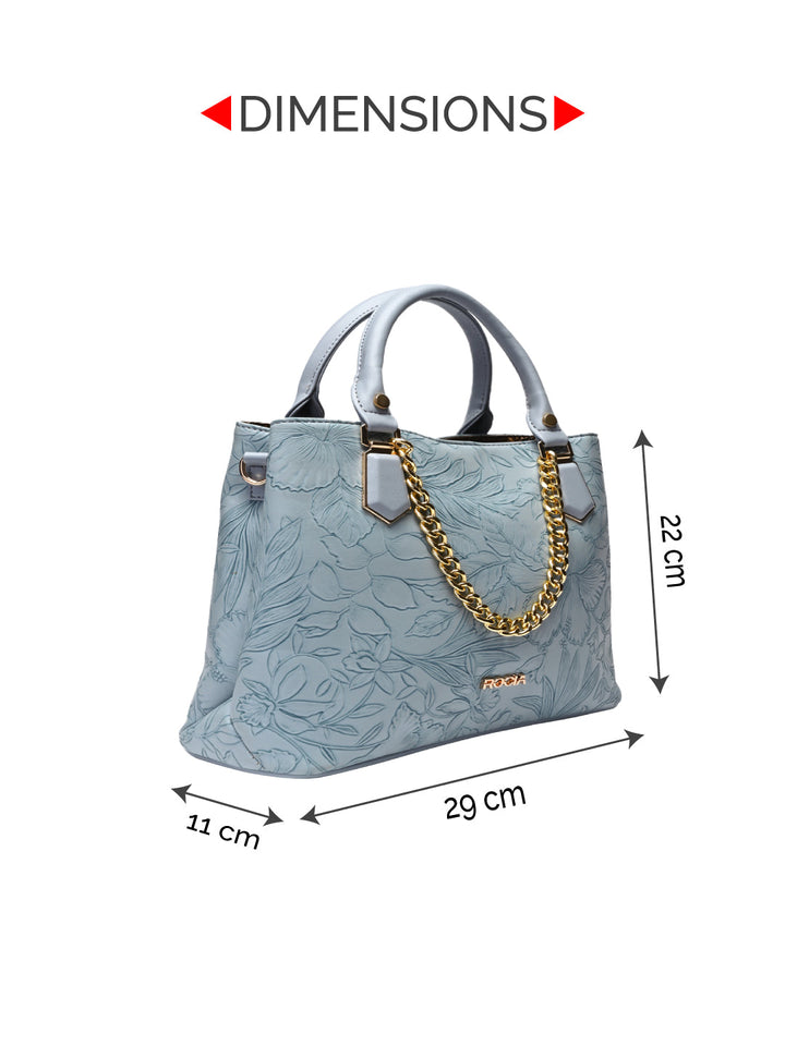 Rocia By Regal Blue Women Flower Embossed Handbag