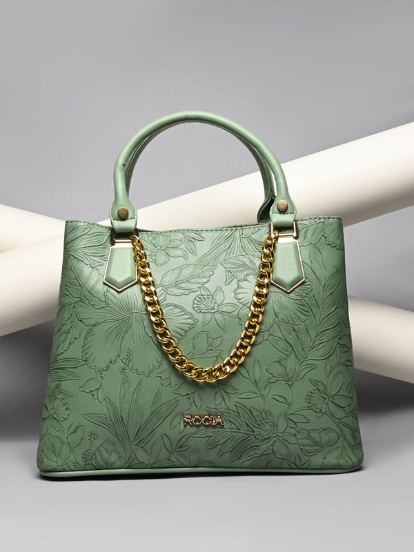 Rocia By Regal Mint Women Flower Embossed Handbag