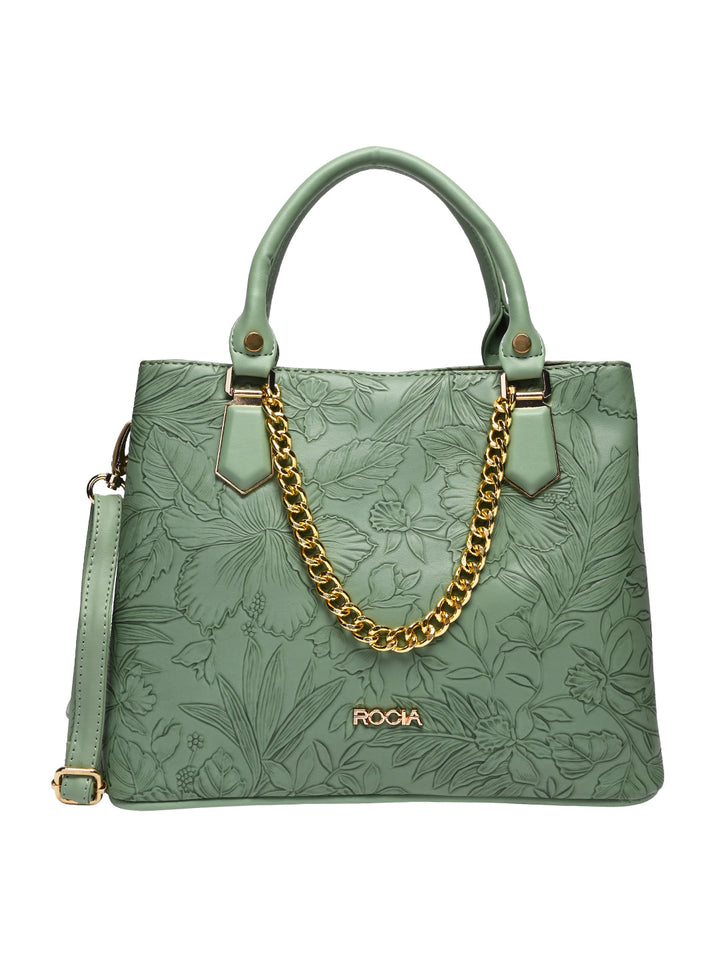 Rocia By Regal Mint Women Flower Embossed Handbag