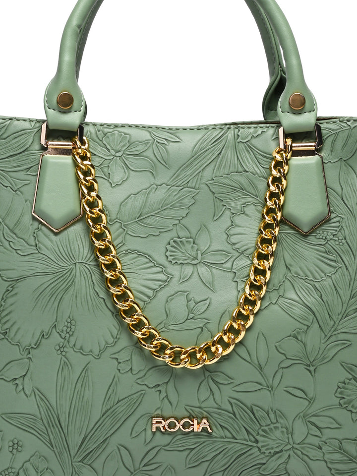 Rocia By Regal Mint Women Flower Embossed Handbag