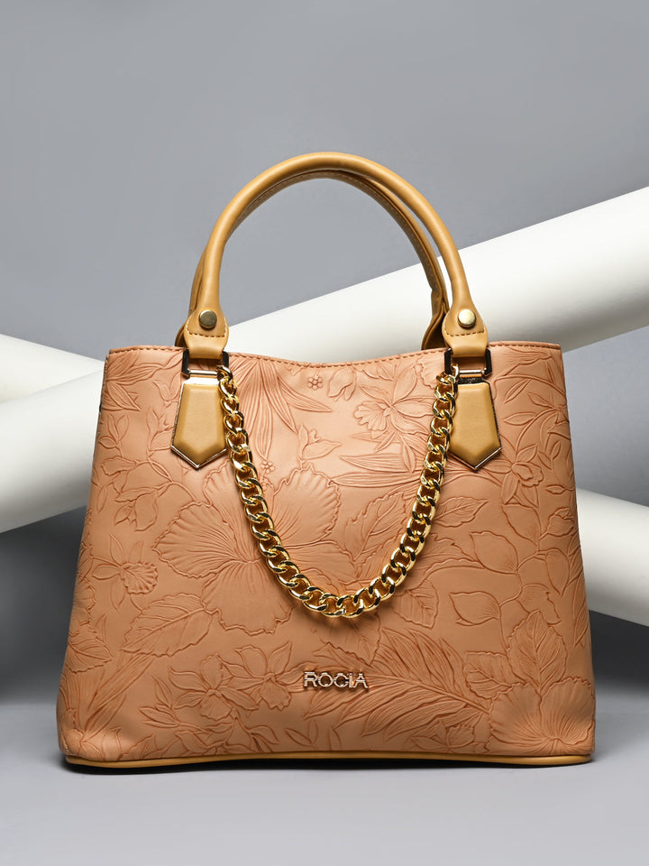 Rocia By Regal Yellow Women Flower Embossed Handbag