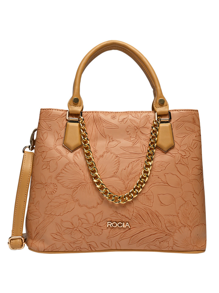 Rocia By Regal Yellow Women Flower Embossed Handbag