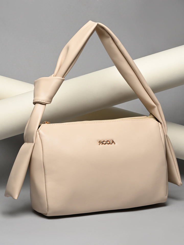 Rocia By Regal Cream Women Classic Knotted Shoulder Bag