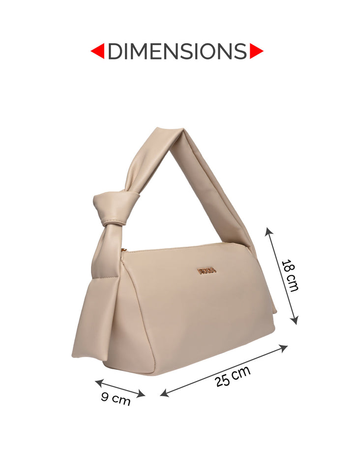 Rocia By Regal Cream Women Classic Knotted Shoulder Bag