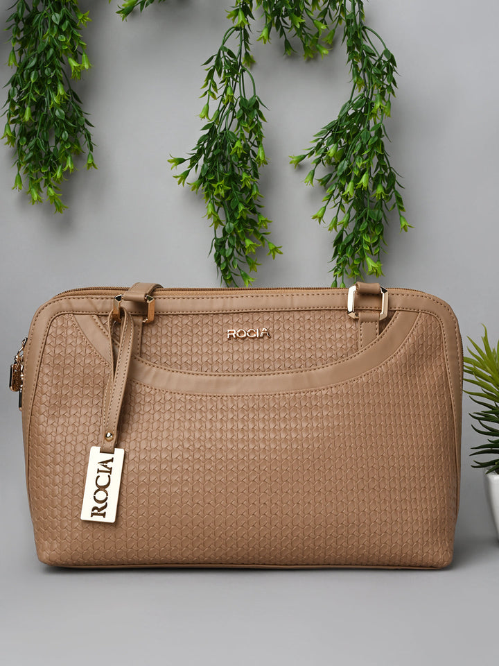 Rocia By Regal Beige Women Woven Textured Shoulder Bag