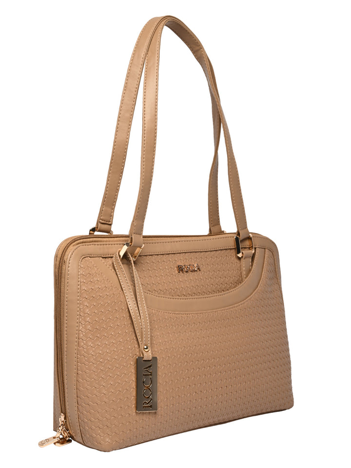 Rocia By Regal Beige Women Woven Textured Shoulder Bag