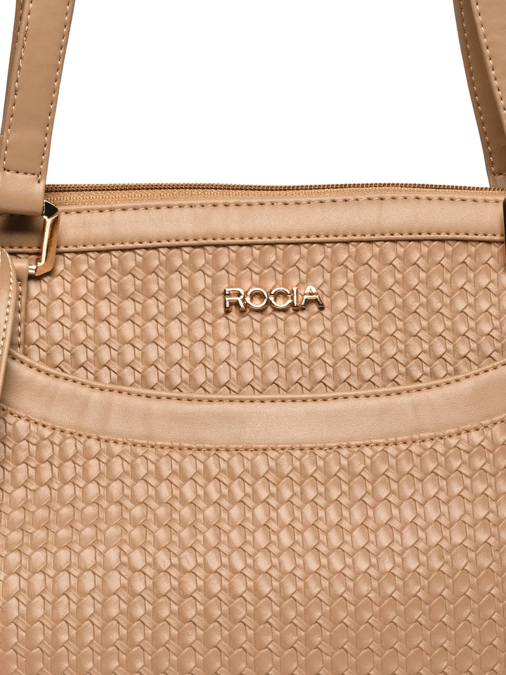 Rocia By Regal Beige Women Woven Textured Shoulder Bag