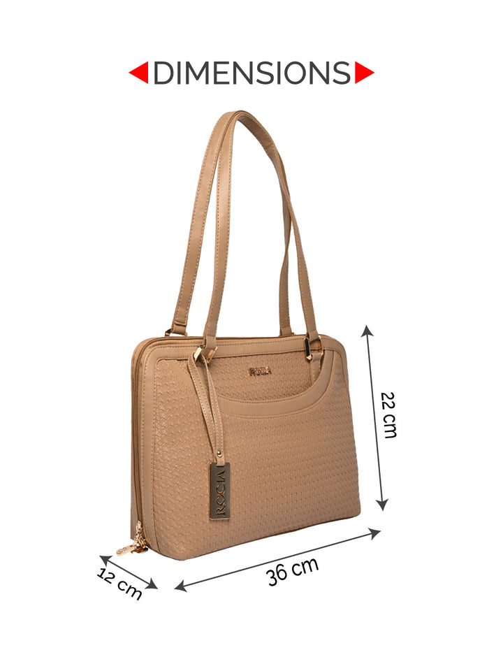 Rocia By Regal Beige Women Woven Textured Shoulder Bag