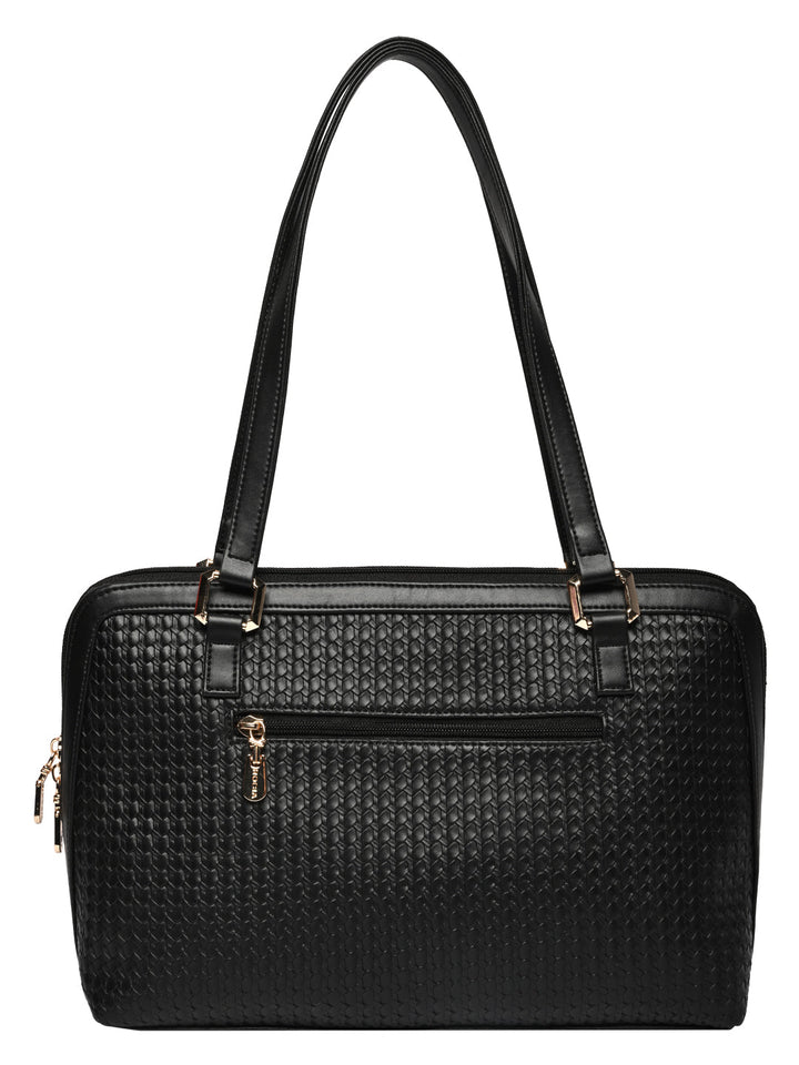 Rocia By Regal Black Women Woven Textured Shoulder Bag