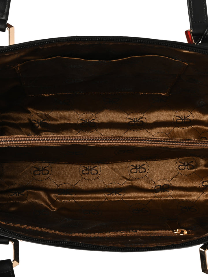 Rocia By Regal Black Women Woven Textured Shoulder Bag