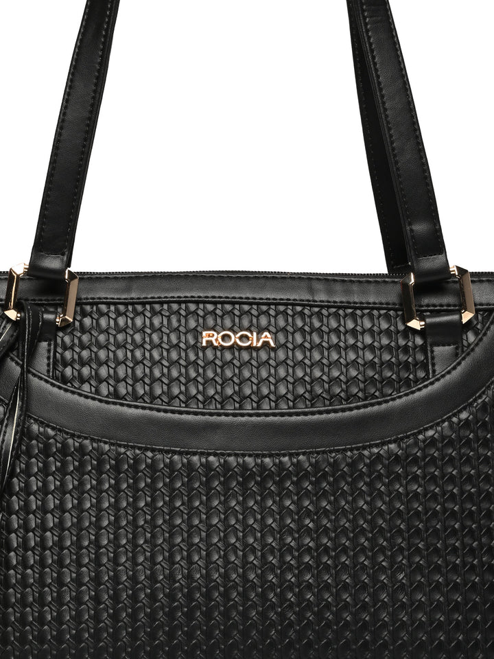 Rocia By Regal Black Women Woven Textured Shoulder Bag
