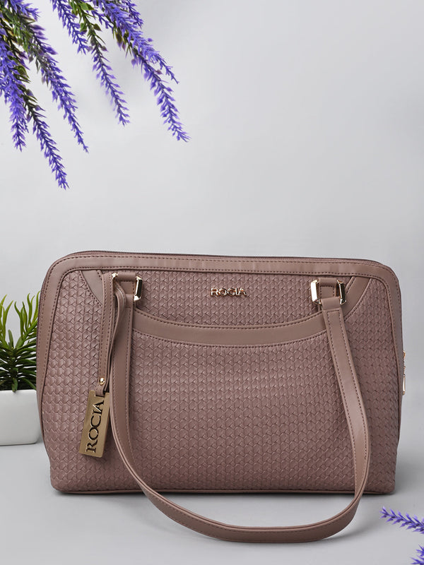 Rocia By Regal Khaki Women Woven Textured Shoulder Bag