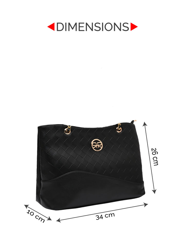 Rocia By Regal Black Women Woven Metal Handle Shoulder Bag