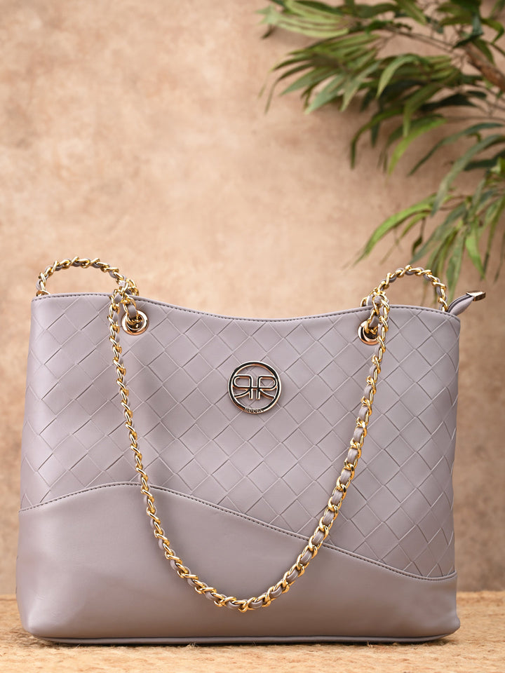 Rocia By Regal Lilac Women Woven Metal Handle Shoulder Bag