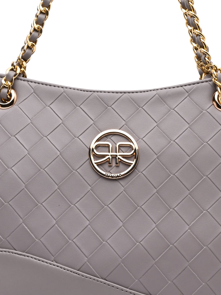 Rocia By Regal Lilac Women Woven Metal Handle Shoulder Bag