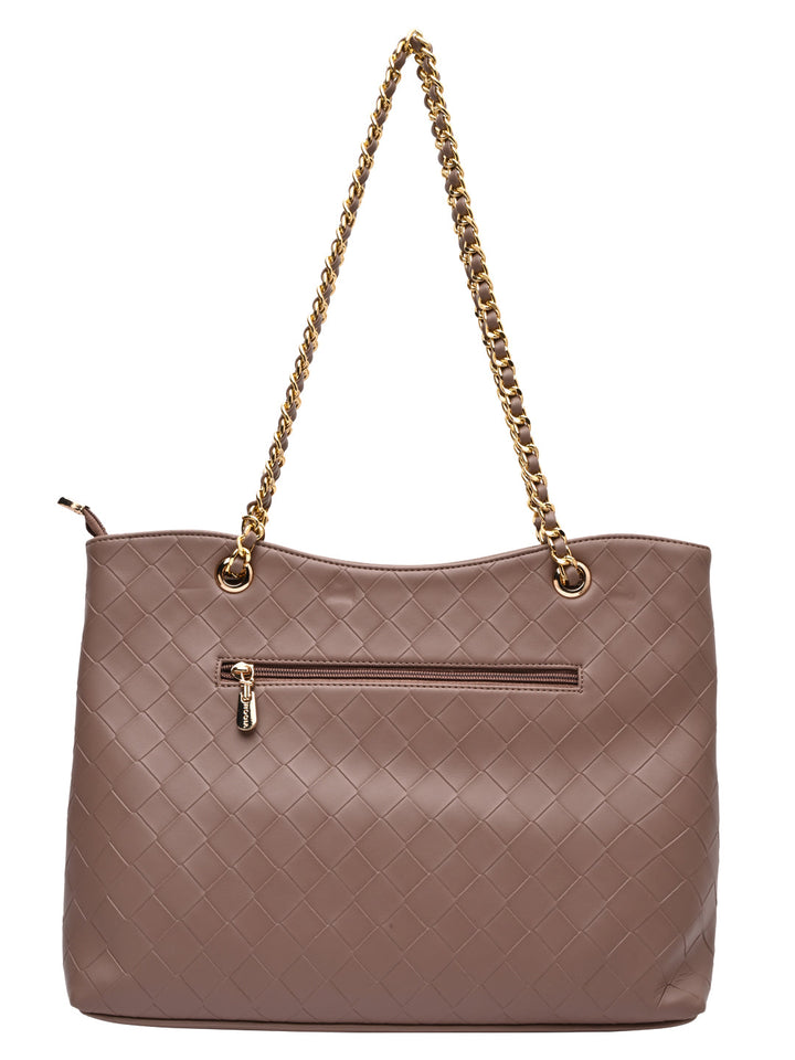 Rocia By Regal Nude Women Woven Metal Handle Shoulder Bag