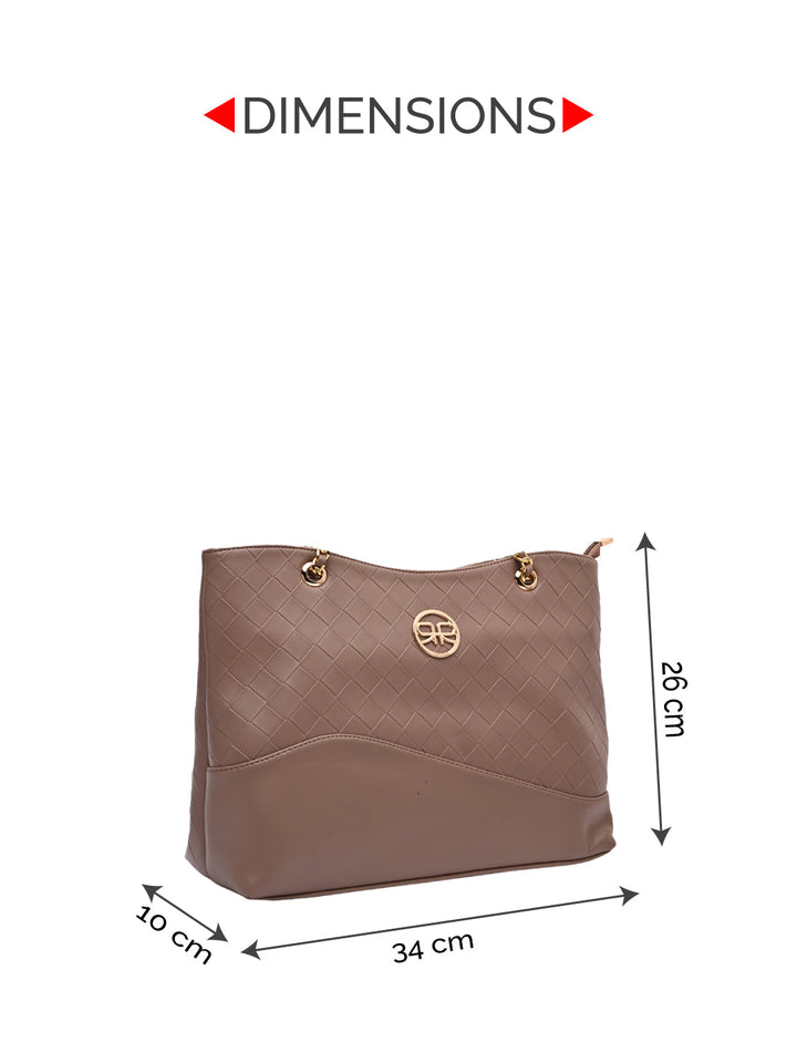 Rocia By Regal Nude Women Woven Metal Handle Shoulder Bag