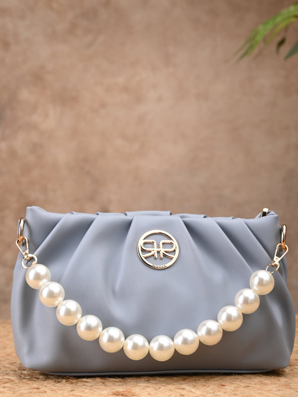 Rocia By Regal Blue Women Pearl Handle Bag
