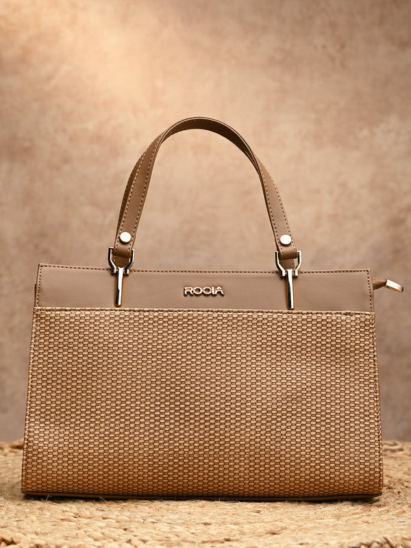 Rocia By Regal Beige Women Textured Handbag