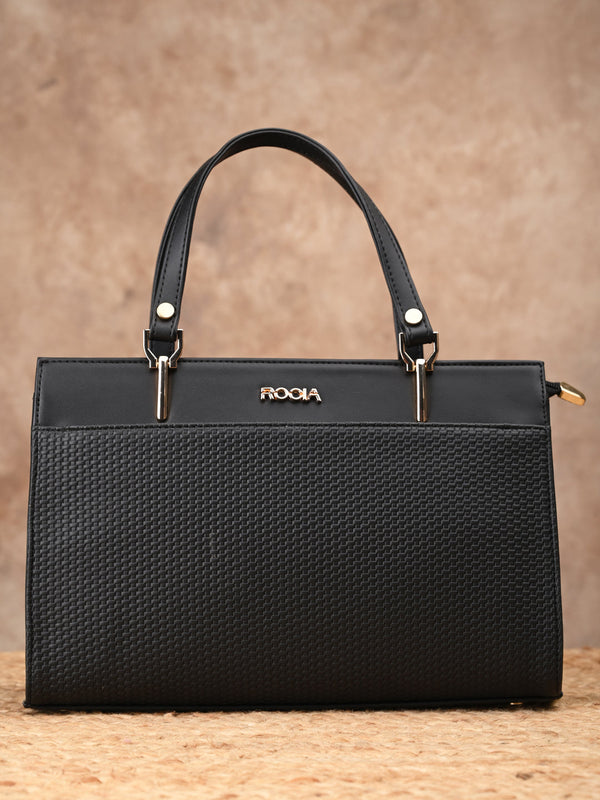 Rocia By Regal Black Women Textured Handbag