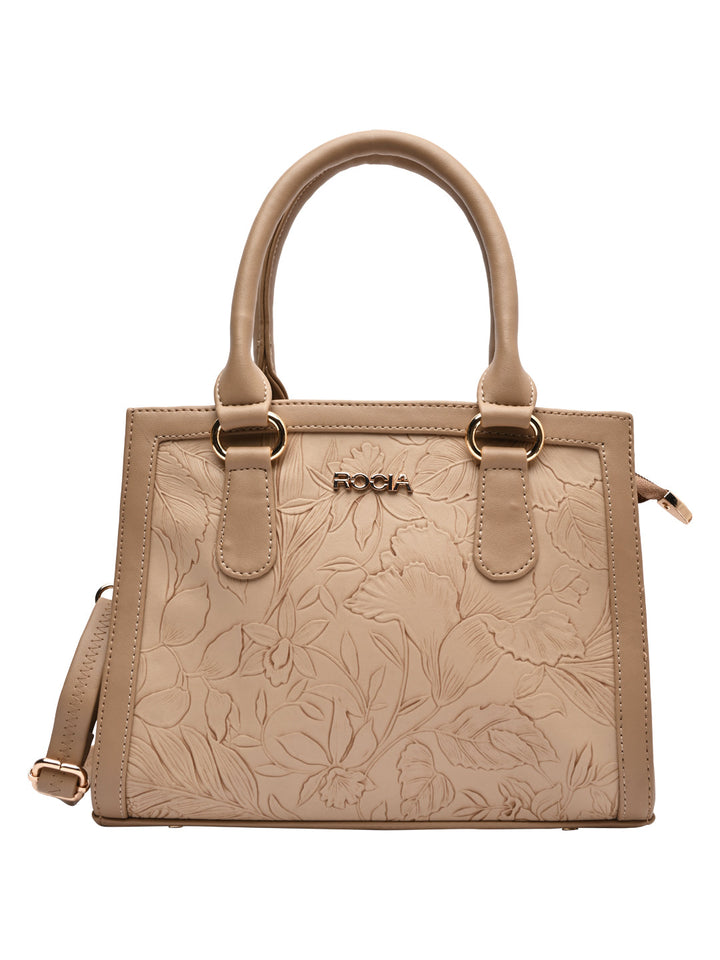 Rocia By Regal Beige Women Flower Patterned Self Handbag