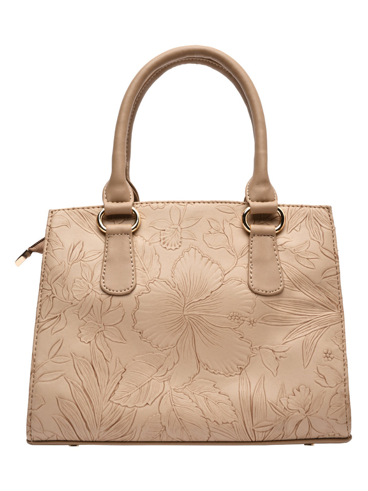 Rocia By Regal Beige Women Flower Patterned Self Handbag