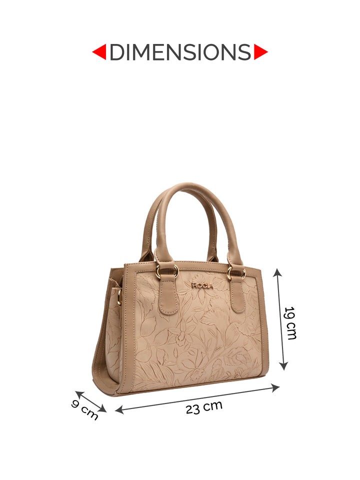 Rocia By Regal Beige Women Flower Patterned Self Handbag