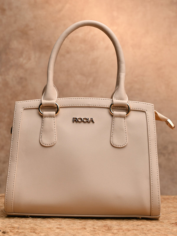 Rocia By Regal Cream Women Flower Patterned Self Handbag