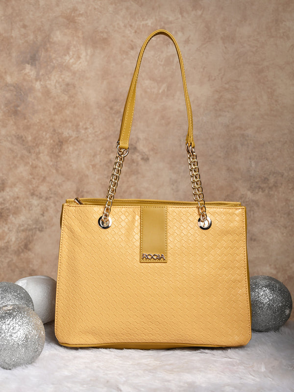 Rocia By Regal Mustard Women Woven Shoulder Bag