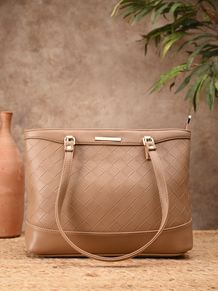 Rocia By Regal Beige Women Big Woven Shoulder Bag