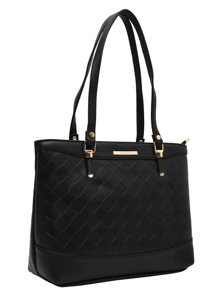 Rocia By Regal Black Women Big Woven Shoulder Bag