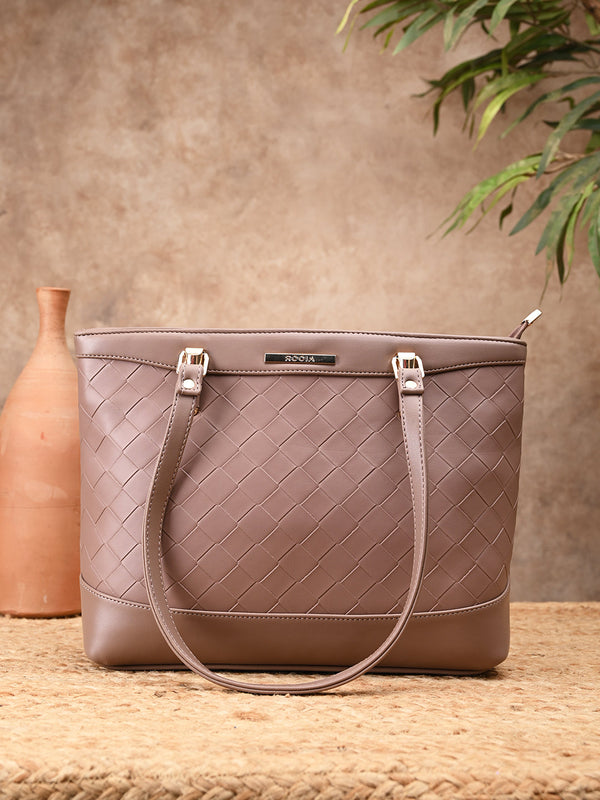 Rocia By Regal Nude Women Big Woven Shoulder Bag