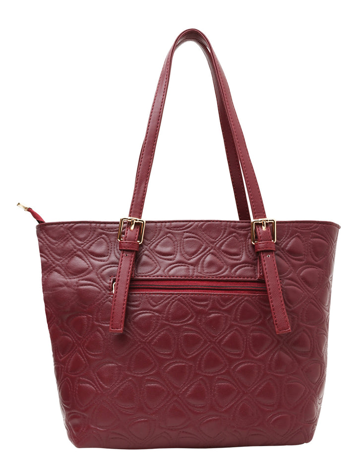 Rocia By Regal Maroon Women Textured Tote Bag