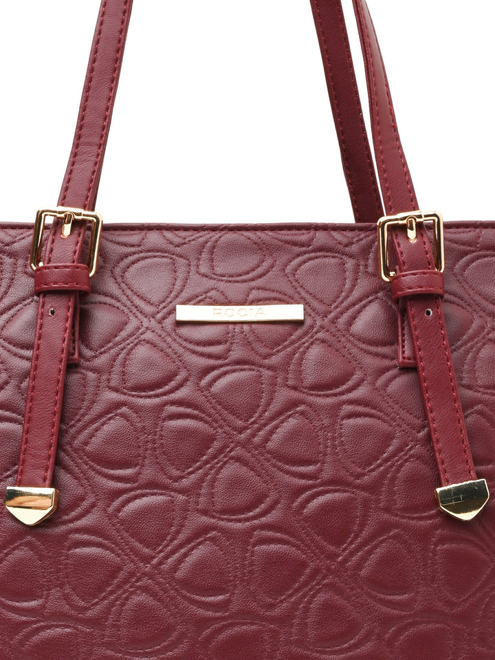 Rocia By Regal Maroon Women Textured Tote Bag