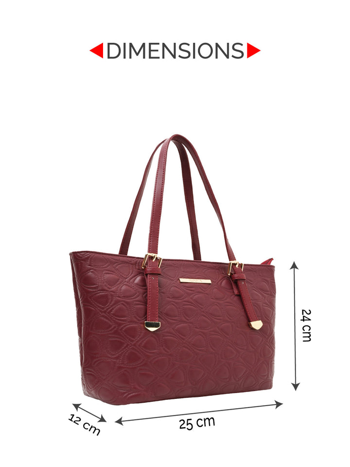 Rocia By Regal Maroon Women Textured Tote Bag